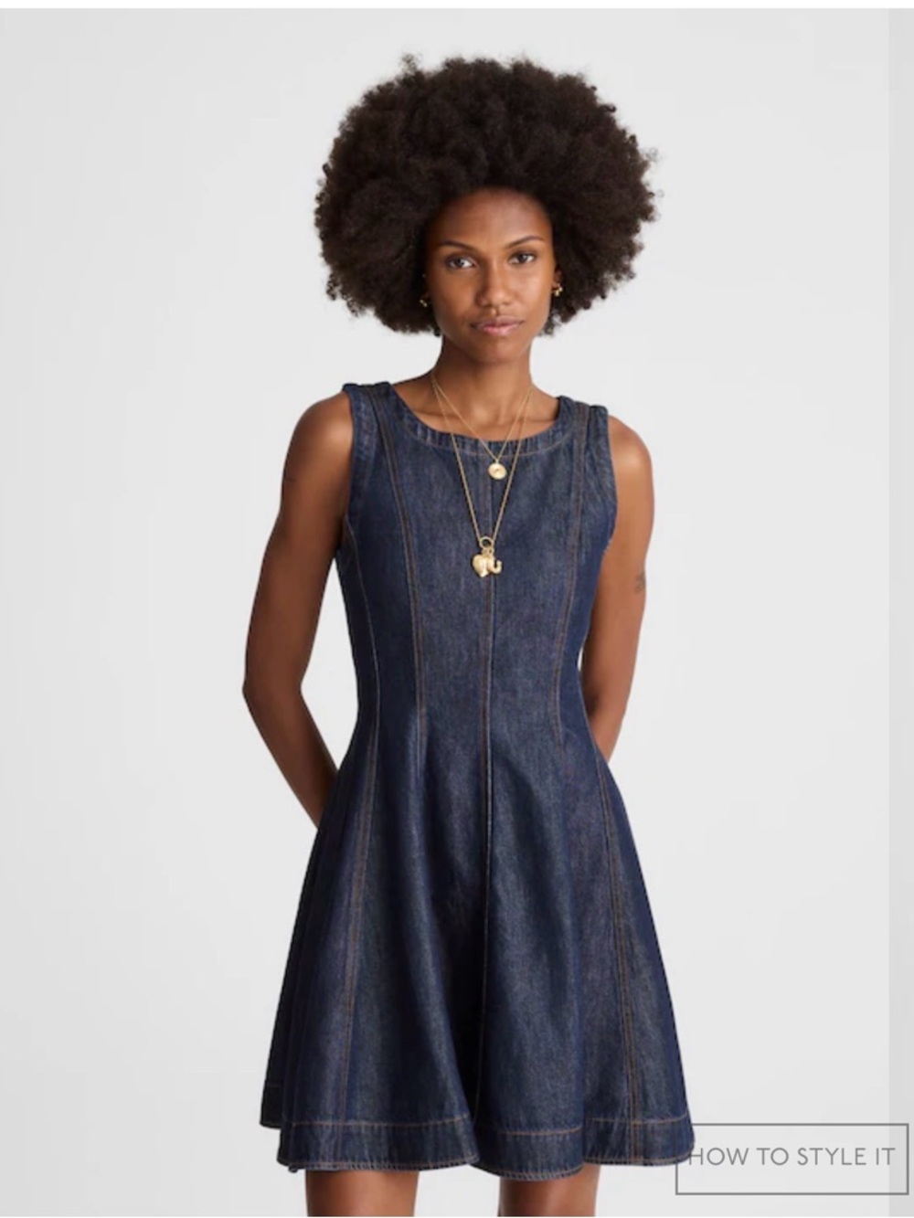 NWT - Airy Denim Circle Mini Dress in Rinse Wash - Picture 3 of 9